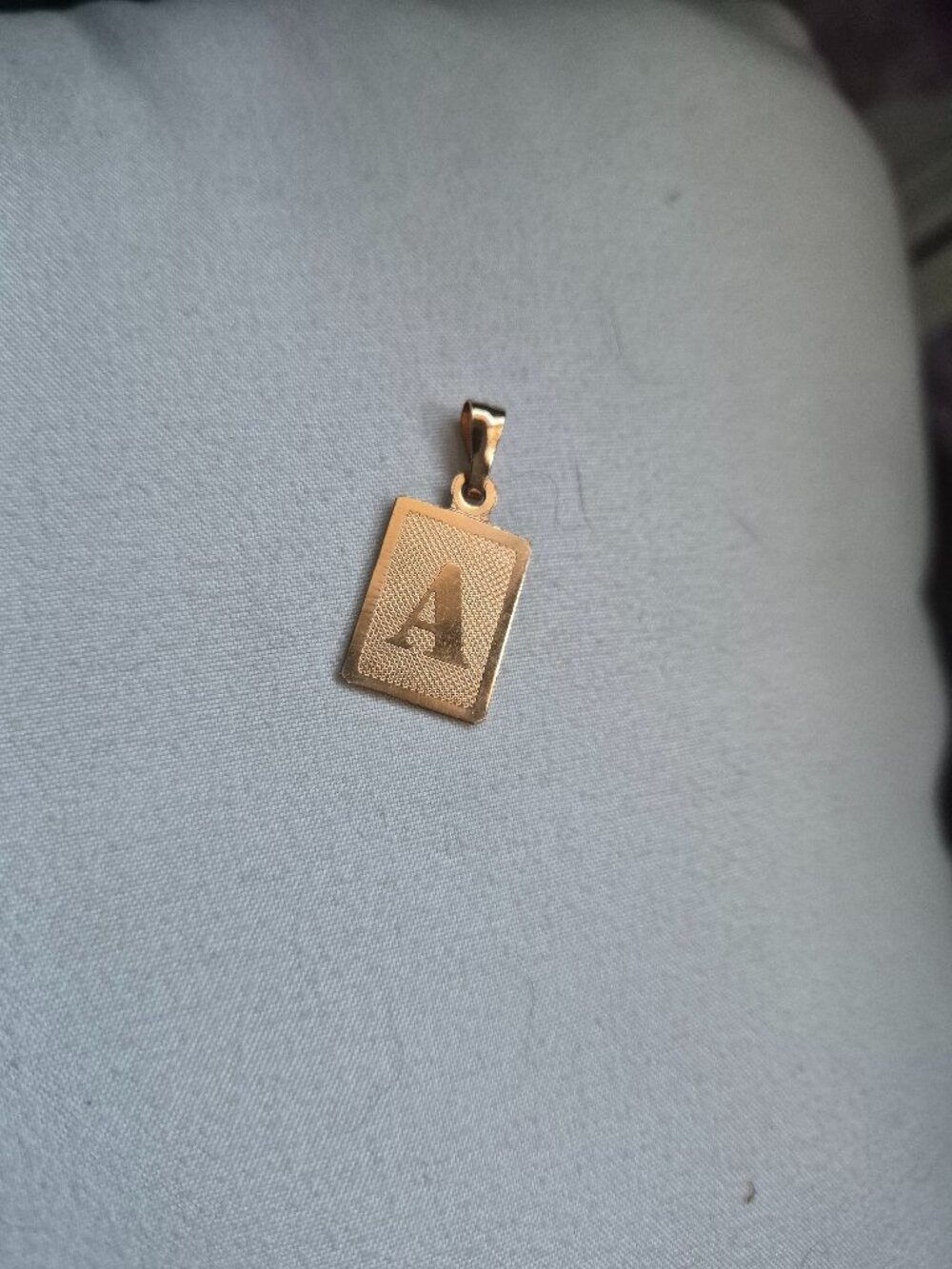 Genuine 14K Solid Gold Initial "A" Rectangle Tag Pendant Charm